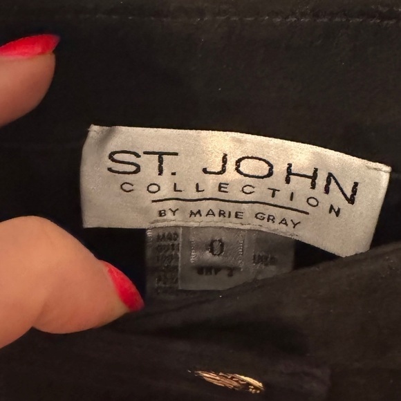 St John black Leather suede pants. Classic elegant quiet luxury classy feminine - Picture 13 of 15